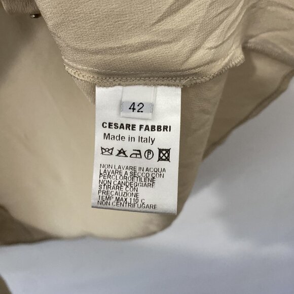 Cesare Fabbri Tan Silk Blouse Women’s Size 42 - Picture 6 of 12